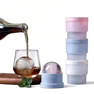 4/8pcs Extra Large Sphere Ice Mold Silicone Round Ice Ball Maker for Spirits and Iced Coffee Easy-to-Use Flexible Ice Tray Durable Food-Grade Quality Blue and Grey Options Available