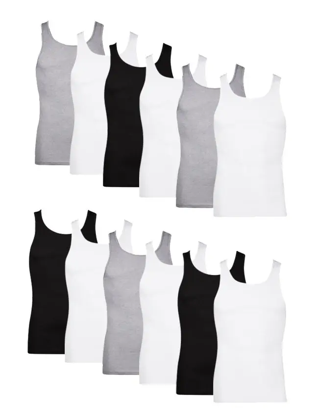 Hanes 12-Pack Tank Tops for Men, Cotton Ribbed Undershirts – Soft & Breathable – Moisture-Wicking Men’s Clothing