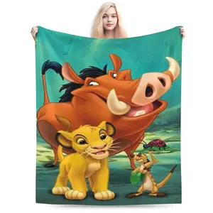 The Lion King Cartoon Flannel Blanket, Soft and Cozy Plush All Season Throw Blanket for Boys Girls Kids, Lightweight Warm Blanket for Bed Couch Sofa or Trave 40"x30"