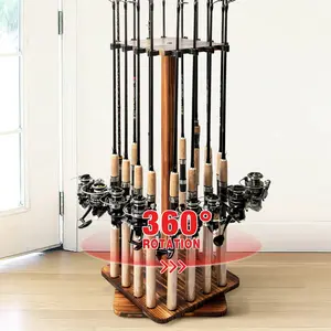Fishing Rod Holders for Garage 360 Degree Rotating Fishing Pole Rack, Floor Stand Holds up to 16 Rods  Fishing Gear Equipment Storage Organizer, Fishing Gifts for Men