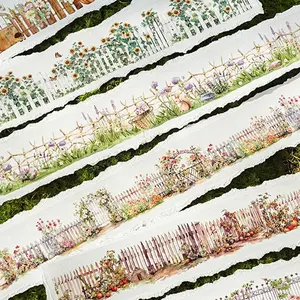 Flower & Fence Pattern Washi Tape (6 Counts/set), Garden Themed Decorative Tape, DIY Decorative Tape for Scrapbooking, Journaling, Gift Wrapping