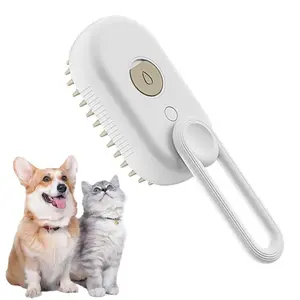 cat brush with steam，Dog Brush for Shedding, 3 in 1 Self Cleaning Steam Dog Brush - Anti-Static,Cat Steam Brush Removal Comb with Release Button, Grooming Tool for Long and Short Hair Pets, White