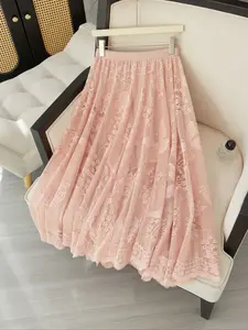 Women's High Waist Midi Skirt, Elegant Butterfly Pattern Design, Slimming Effect, Fitted, All Seasons Wear, Romantic Fairy Tale Style