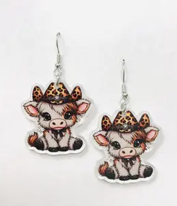 Cowboy Cow Earrings, Highland Cow Earrings