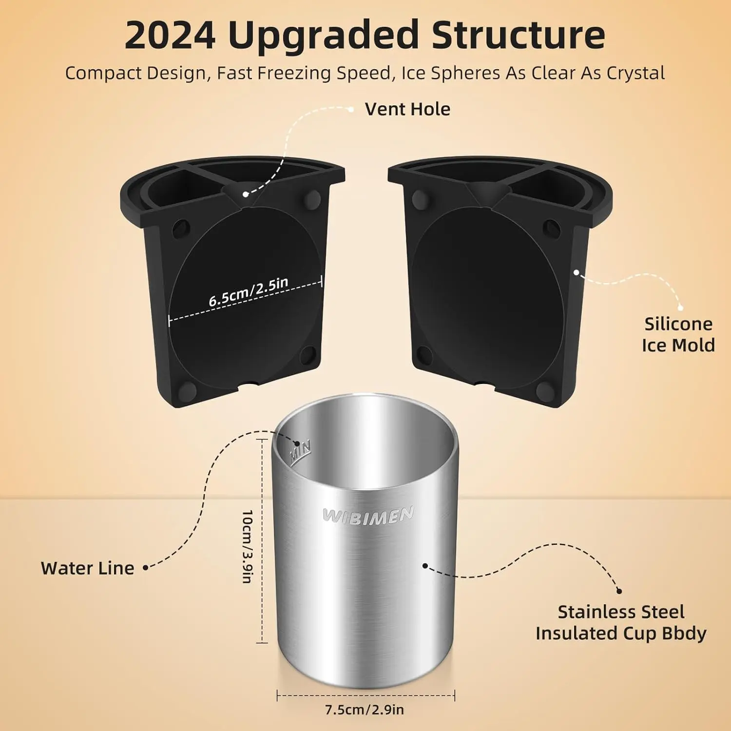 WIBIMEN Crystal Clear Ice Ball Maker - Stainless Steel Reusable Mold for Whiskey & Cocktails WIBIMEN Crystal Clear Ice Ball Maker - Stainless Steel Reusable Mold for Whiskey & Cocktails