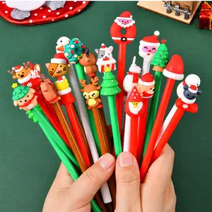 6/24pcs Christmas themed neutral pens, office and school writing tools, student gift giving, diverse styles, smooth writing, clear handwriting, holiday gifts
