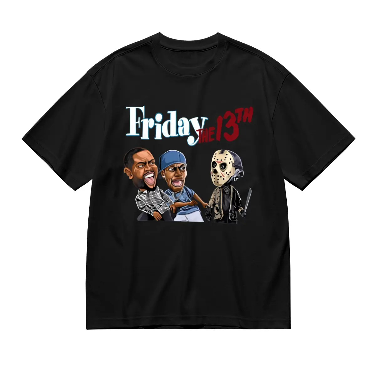 Men's Friday The 13Th Horror Movie T-Shirt - Jason Killer & Hockey Mask Graphic Crewneck Tee, Black Short Sleeve Casual Shirt for Halloween, Horror Fans & Casual Attire, Casual Wear |   Graphic Tee |   Comfortable Fit, Halloween T Shirt