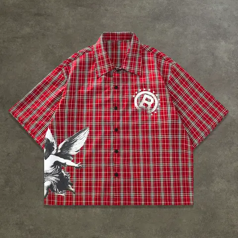 Men's Regular Fit Loose Letter & Striped Print Short Sleeve Shirt Button Down Button Up Design, Casual Retro Button Top for All Seasons, Men's Clothes for Daily Wear, Casual Graphic Shirt