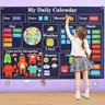 Montessori Early Education Handmade Classroom Calendar Felt Story Board Set, Hanging Parent-Child Interactive Toy and Visual Learning Material, Preschool Learning Materials