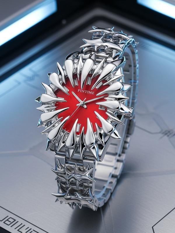 Handmade Quartz Analog Watch, Original European Style Vampire Dragon Scale Spike Design, Unisex Small Batch Wristwatch, Unique Jewelry Accessory Handmade Quartz Analog Watch, Original European Style Vampire Dragon Scale Spike Design, Unisex Small Batch Wristwatch, Unique Jewelry Accessory