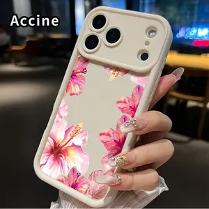 Soft Phone Case for iPhone 17 Pro Max 17 Air Blossoming Hibiscus Grace Pattern TPU Bumper Camera Lens Protection Rugged Durable Phone Cover