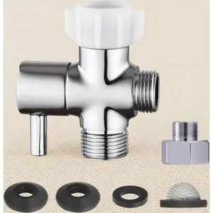 Metal T Adapter with Shut Off Valve, 7/8" X 7/8" X 1/2" or 3/8" Tee Connector, Universal Bidet Attachment for Toilet, Durable Brass Construction, Leak-Proof Design, Easy Installation for Plumbing Systems Bronze Pressure Vacuum Breaker with Shutoff