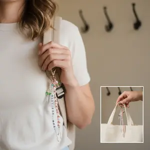 “Made for more” affirmation Handmade Beaded Keychains or Bag Charms with Macrame Accents for Keys Bags or Backpacks