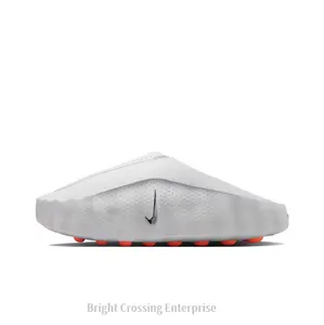 Light Grey Futuristic Mule Slides, Orange Cushioning Sphere Outsole, Perforated Upper, Sports Recovery Tech Slides
