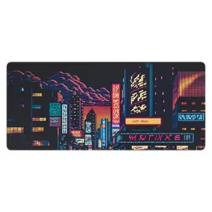 CyberTokyo Pixel Deskpad | Water-Resistant | 5mm Thick | Anti-Slip Rubber Base | Soft-Polyester Top