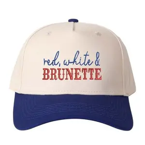 Red, white&BRUNETTE Letter Cap for Travel Daily Wear Embroidered Baseball Cap Custom Thread Color Vintage Soft Cotton Adjustable Hat Trendy Streetwear Gift for Men & Women