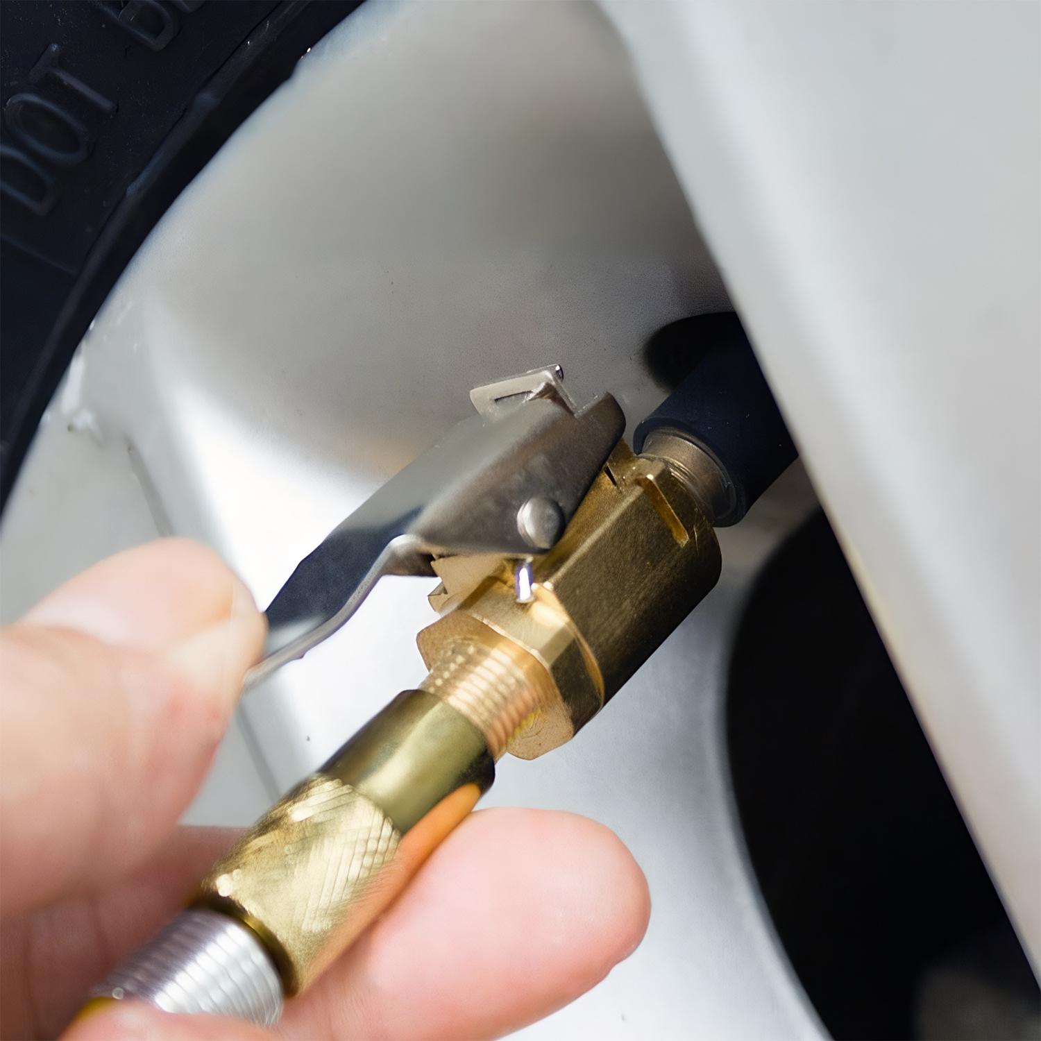 Tire Air Chuck with Clip Adapter, Brass Locking Tire Inflator Nozzle Adapter Connect,No Leakage Tire Chucks for Vehicle Inflator Compressor Pump Connect Accessories Tool 8mm
