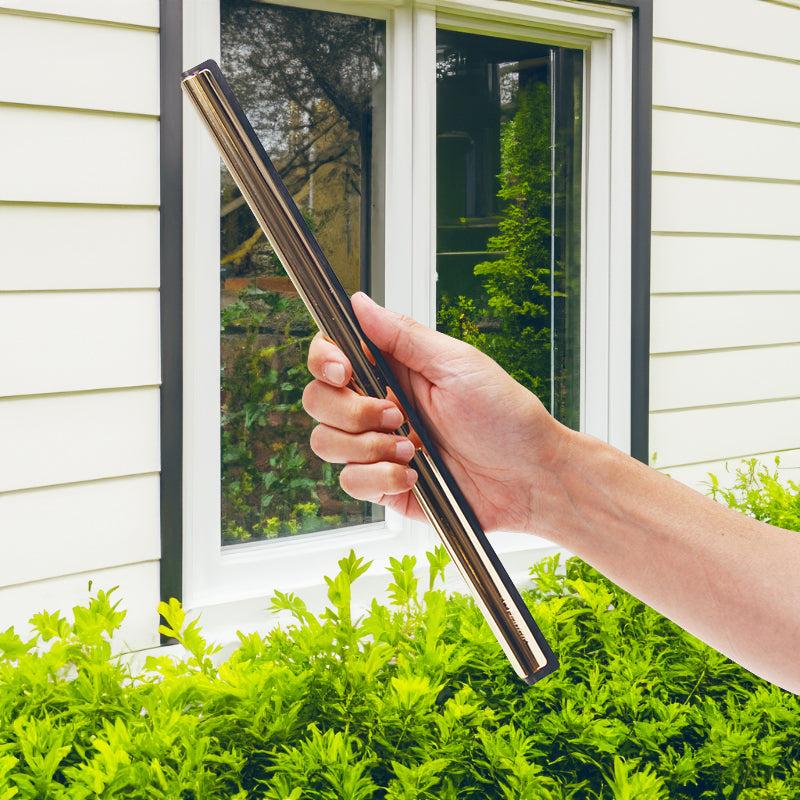 Moerman Brass Squeegee Channel - High-Quality Extra Stiff Brass, Adjustable Tension with End Clips, Easy Maintenance Rubber Blade for Streak-Free Cleaning