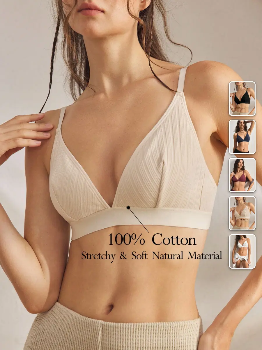 Rib Knit Bralette Comfortable Cotton Stretchy Lounge Everyday