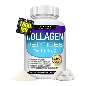 Nutrition Collagen Peptides 1800mg 5 Types Complex 90 Capsules US Made for Health Beauty & Fitness