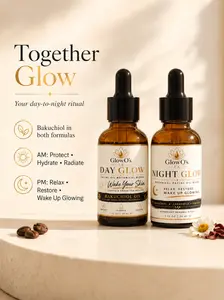Together Glow By GlowO's LA - Day & Night infused oils with Bakuchiol oil daily facial moisturizers. Botanical Blends
