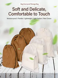 Luxury Leather Bag Dustproof Cover, Soft Velvet Drawstring Storage Bag, Wholesale Deer Skin Organizer, Protective Case for Luxury Bags