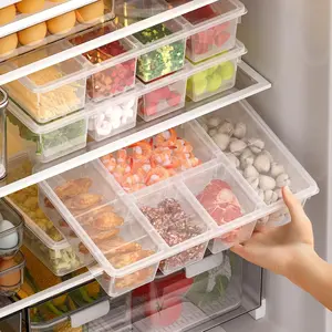 2 Pack Divided Veggie Tray with Lid, Salad Bar Containers for Fridge Organizer, 5 Compartment Snackle Box Container, Clear & Seving for Fruit, Vegetable, Snack, Meal Prep
