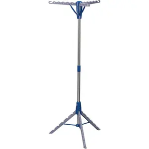 5009-1 Collapsible Indoor Tripod Clothes Drying Rack for Laundry| Silver and Blue Medium