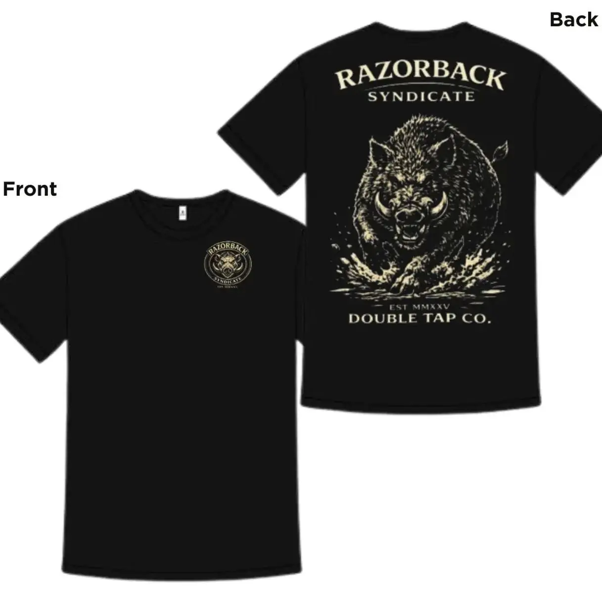 Razorback Syndicate Hog Hunting Shirt Wild Boar Graphic Tee Outdoor Hunter Gift For Men Southern Hunting Season Tactical Hunter T-Shirt