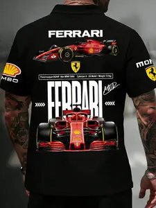 Men's Short Sleeve Polo Shirt F1 Racing Full Print Breathable Comfort Fabric Slim Fit Medium Length Single Piece