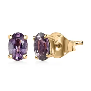 Premium Royal Lavender Spinel 1.15 ctw Solitaire Elegance Earrings in 10K Yellow Gold Christmas Gifts