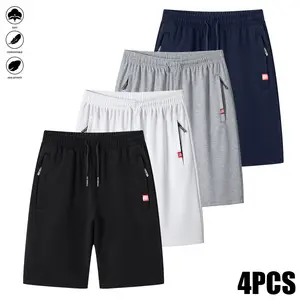 4-Piece Men's Casual Breathable Summer Sports Shorts with Pullstring and Zipper for Beach Outdoor Activities Cycling Daily Wear,summerwins