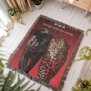 Soft With You Savage With The World Blanket, Black Panther Throw Blanket, Romantic Gift for Her, Cozy Couple Blanket