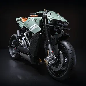 2160+pcs Mint Motorcycle Racing Building Blocks Set, 1:5 Scale Moc Model, Mechanical Linkage, High Difficulty DIY, Birthday Gift