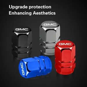 4pcs Aluminum Alloy Car Wheel Tire Valve Caps Tyre Rim Stem Covers For GMC Terrain Sierra Canyon Yukon Acadia Savana Denali AT4 Granite