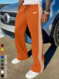 Unisex Y2K Style Aesthetic Star Print Striped Fitted Pants, Casual Streetwear Joggers, Trendy Couples, Men's Gift, Fall Winter Fashion
