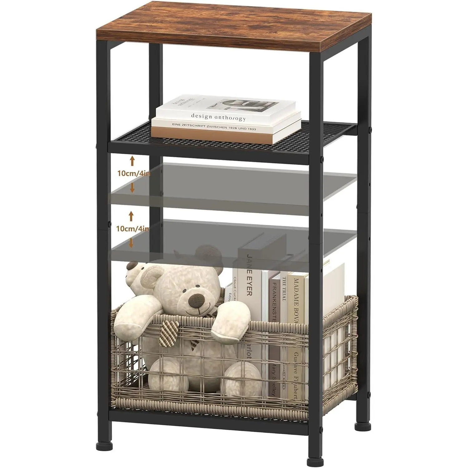 Small Side Table, 29.1" Tall End Table with Adjustable Shelf, Telephone Table, Nightstand, Accent Table Stand, Small Entryway Table, Bedroom,Living Room, Office,Bathroom, Rustic Brown