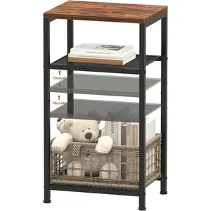 Small Side Table, 29.1" Tall End Table with Adjustable Shelf, Telephone Table, Nightstand, Accent Table Stand, Small Entryway Table, Bedroom,Living Room, Office,Bathroom, Rustic Brown