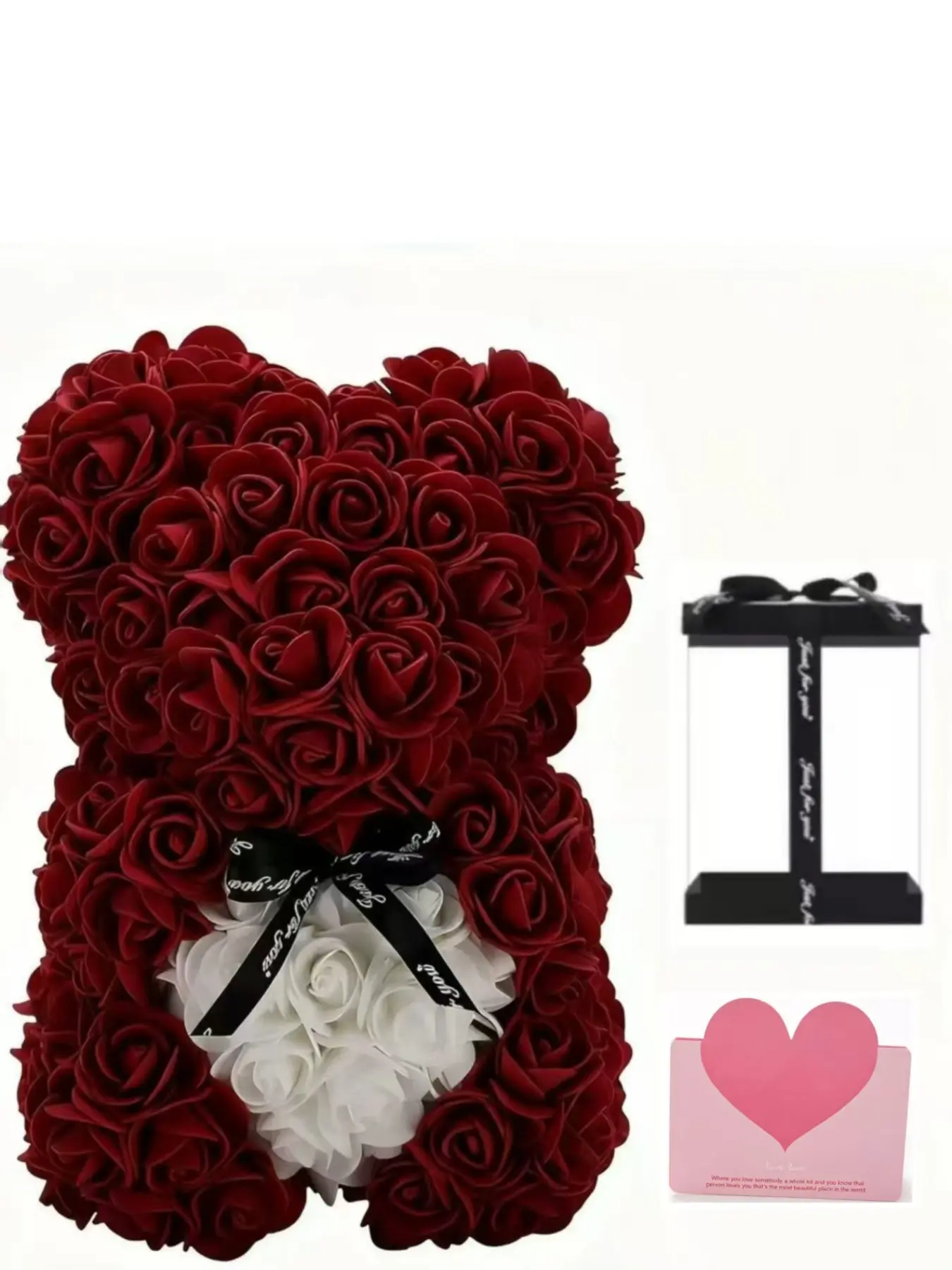 Handmade Heart Rose Bear Gift Box Set, Perfect for Mother's Day, Valentine's Day, Anniversary, Romantic Present, Unique Handcrafted Decorative Item