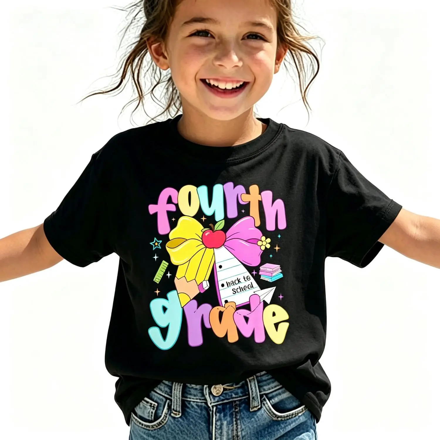 4th Grade for Girls Back to School First Day Fourth Grade T-Shirt
