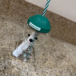 Starbucks Bearista Cup with Green Lid and Striped Straw for Fun Drinking Experience