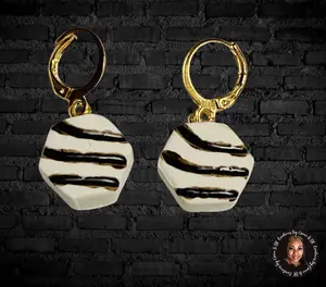 Polymer Clay Zebra Cake Inspired Earrings