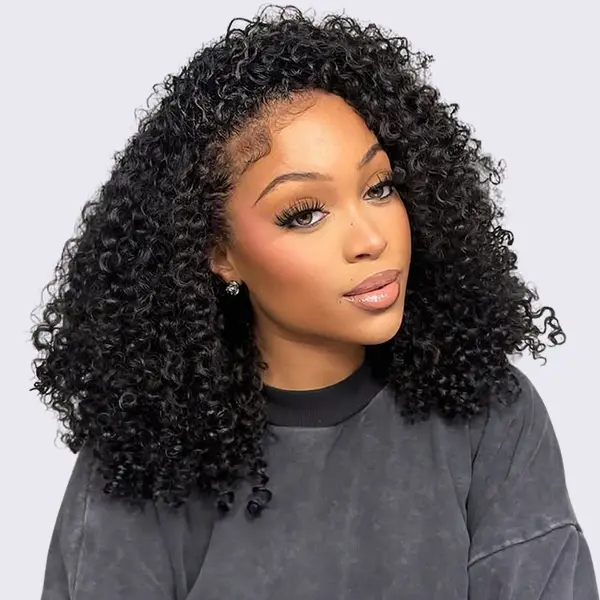 OhMyPretty Human Hair Glueless Wear-Go Half Wig for Beginners - 3-in-1 Flip Over Wig with Invisible Hairline, Water Wave, Kinky Curly, Kinky Straight, Afro Curly Style, 180/250% Density, Human Hair Invisible, Beginner Friendly, Body Wave Wigs