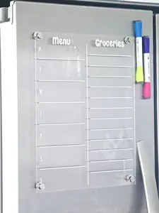 Acrylic Menu & Groceries Planner – Dry Erase Meal Planning Board for Kitchen Organization
