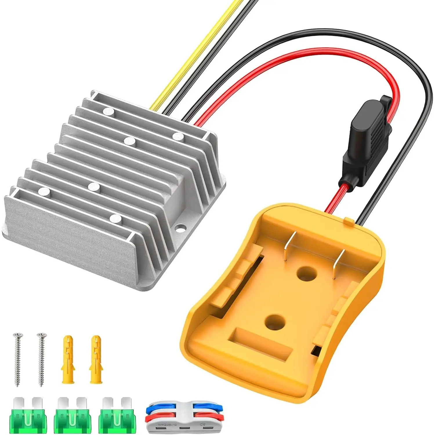 GJANSH 20V to 12V Step-Down Converter Compatible with Dewalt 20V Battery, DC 12V 20A 240W Voltage Reducer Regulator for Golf Cart RC Car LED Lights DIY Toys,summervibes