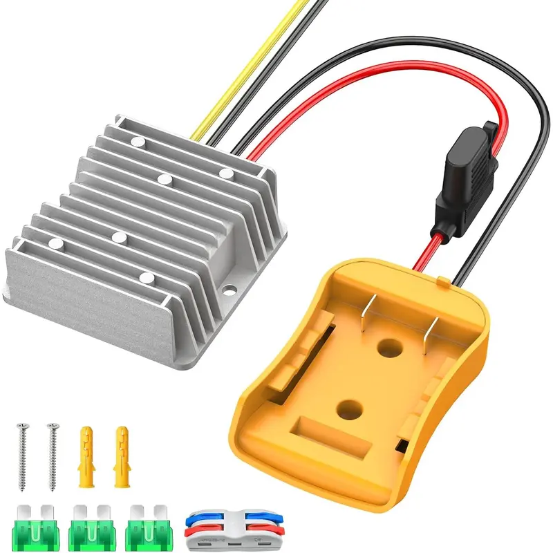 GJANSH 20V to 12V Step-Down Converter Compatible with Dewalt 20V Battery, DC 12V 20A 240W Voltage Reducer Regulator for Golf Cart RC Car LED Lights DIY Toys