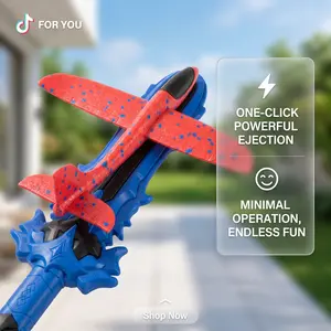 Foam Airplane Launcher Sword Toy, One-Click Catapult Glider Plane for Kids Outdoor Backyard Play Ages 6+