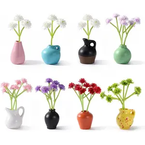 8 Pcs Cute Fridge Magnets Mini Vase Magnets for Fridge with Artificial Flowers, Tiny Ceramic Vase Refrigerator Magnets, Decorative Cute Magnets for Kitchen, Office, Locker, Whiteboard