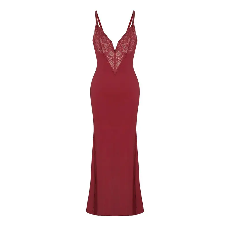 Split Maxi Dress-Wine