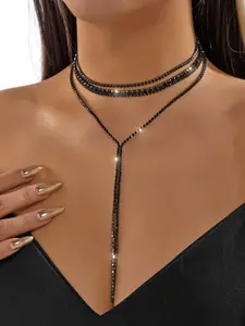 Layered Chain Necklace, Multi-Wear Party Accessory, Fashionable Front-Back Wear, Copper Material, All Seasons, Stackable Clavicle Chain, Copper Chain Jewelry, Layering Necklaces, Fashionable Jewelry Accessories